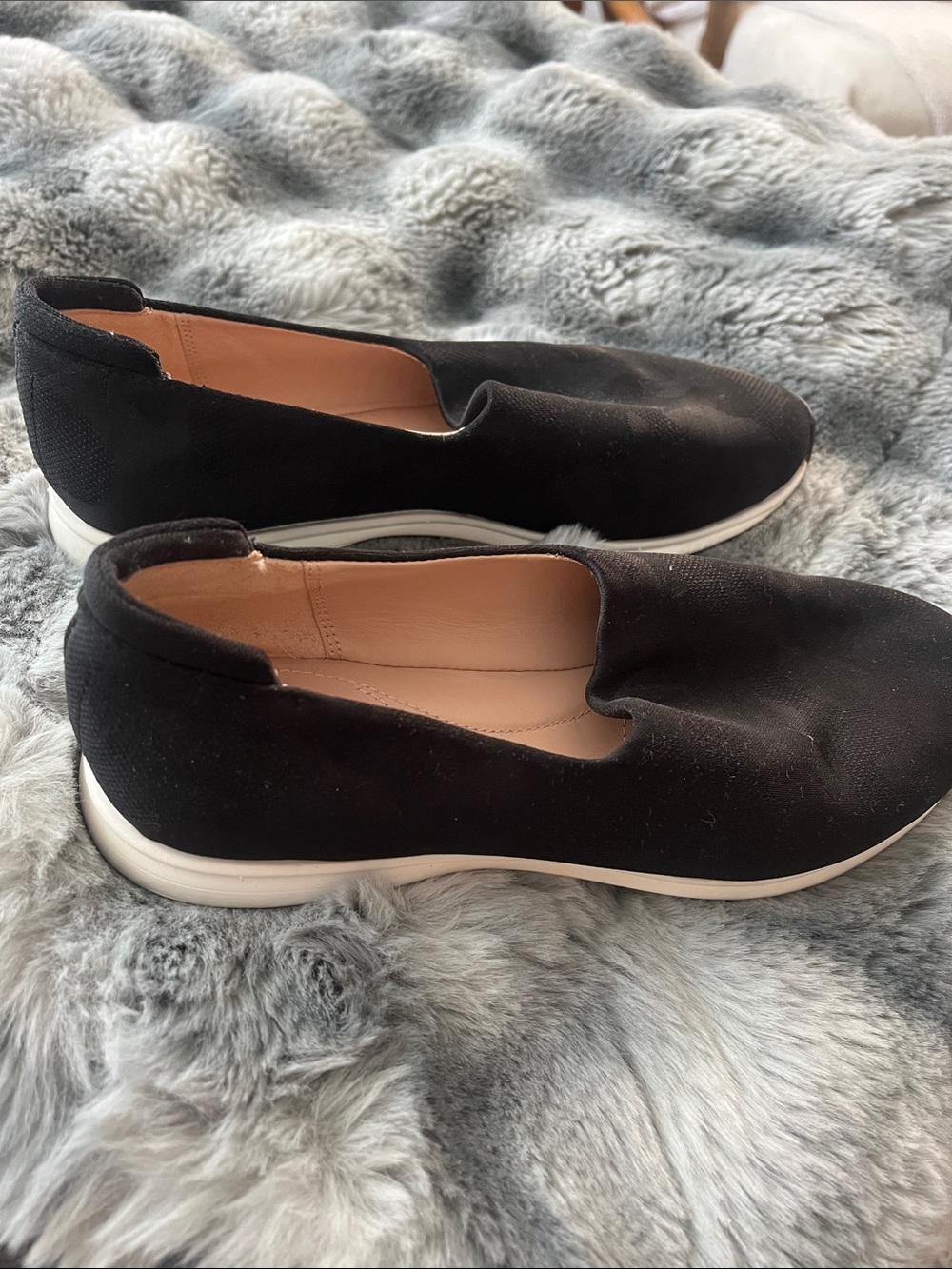 Taryn Rose Black Slip-On Loafers with White Sole
